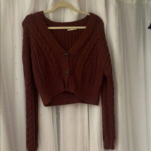 Aeropostale Maroon Cable Knit Cardigan